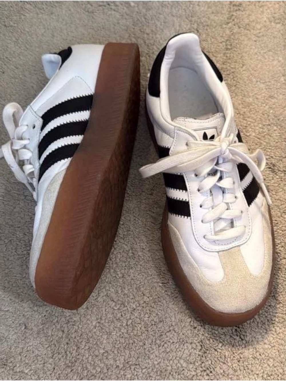 adidas White Black Low-Top Sneakers with Gum Sole